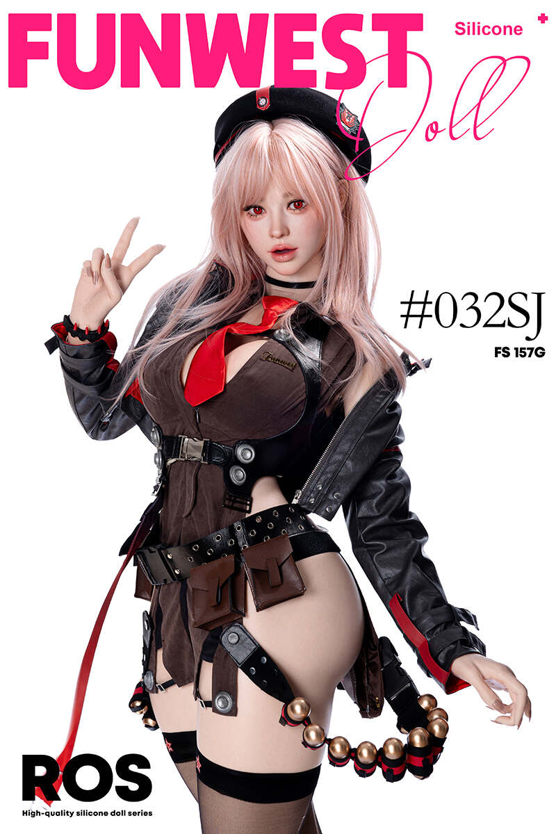 FunWest Doll Rapi NIKKE Sexpuppe im militärischen cosplay-Outfit mit rosa Haaren